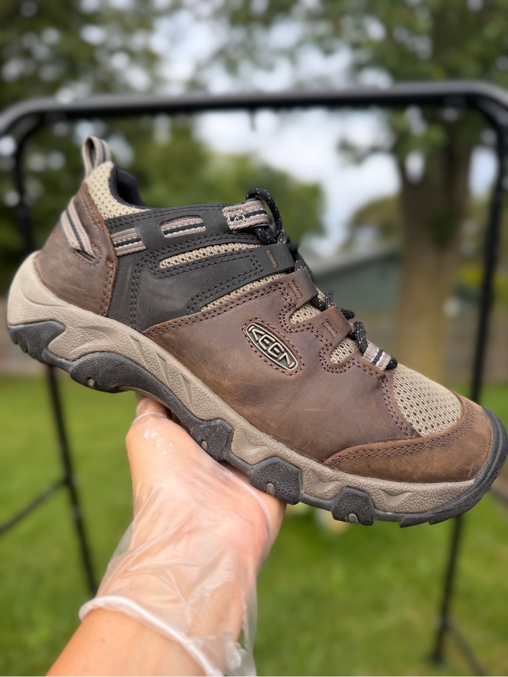 KEEN Steens Vent Men's Hiking Shoes Size 9.5 Brown Leather Trail Low 1022746